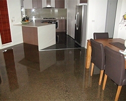 polished concrete floor in kitchen